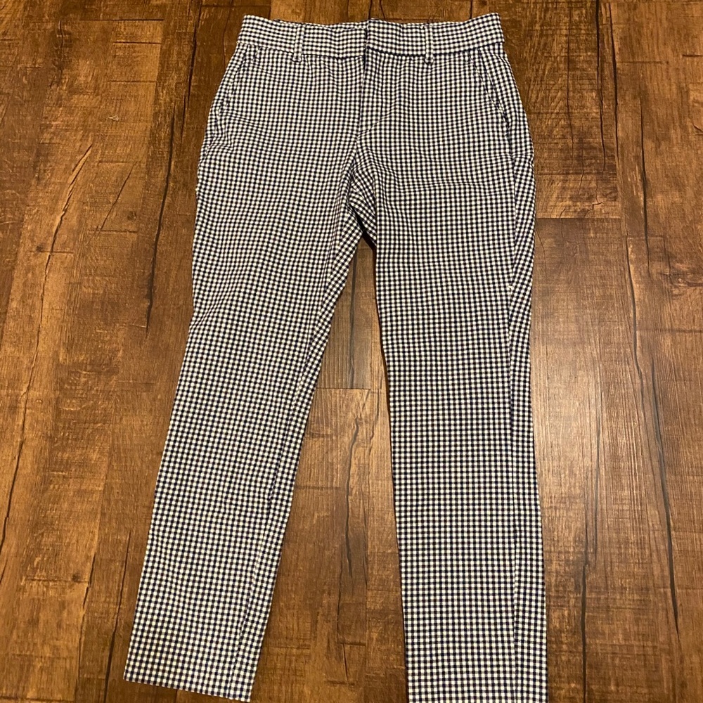 Blue and White Plaid Dress Pants
